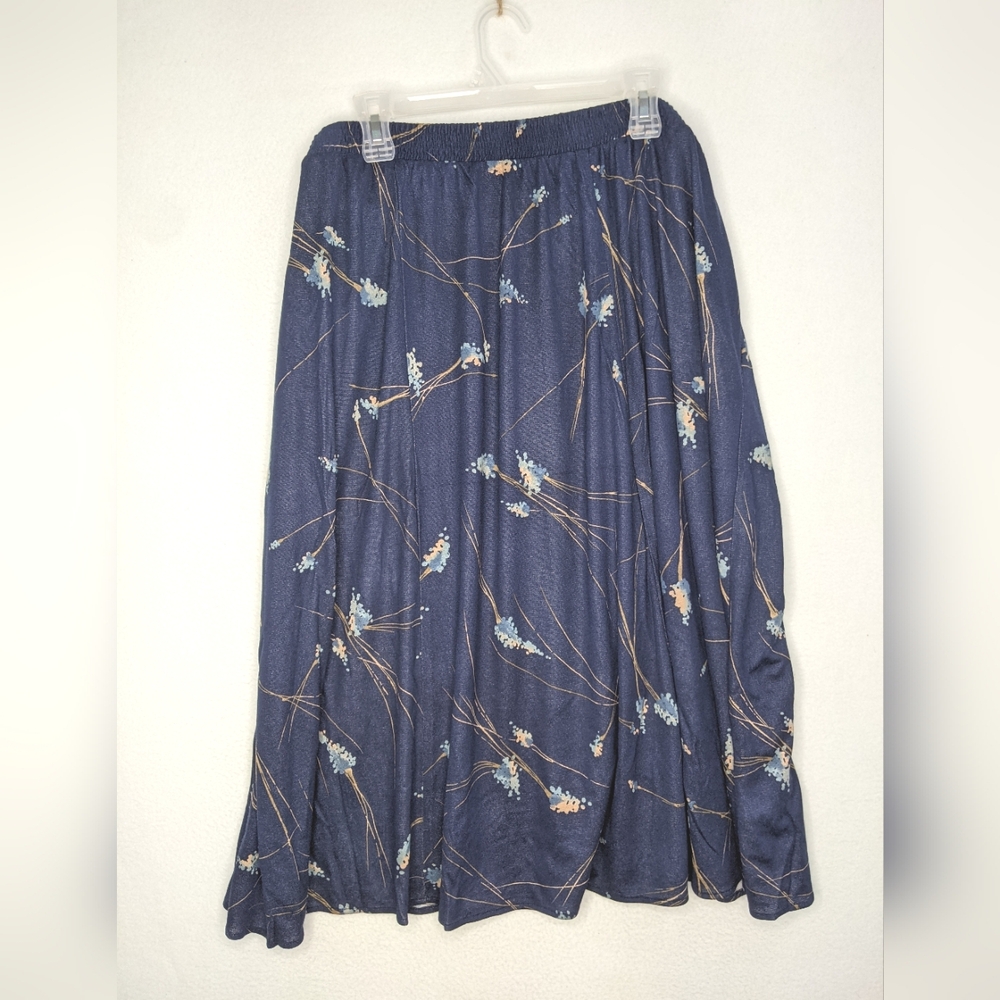 Vermont Country Store 3X blue floral skirt